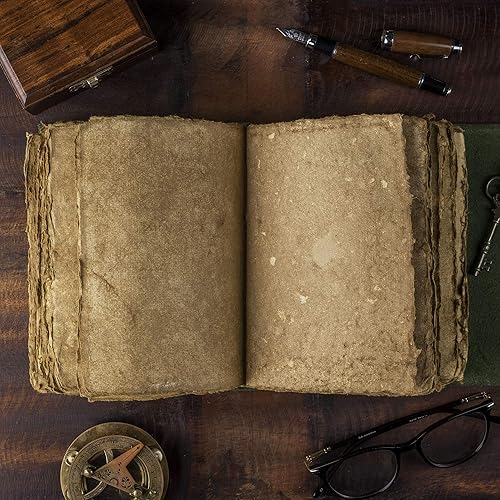 Miniatura 6 de Diario de cuero con diseño de época - Diario de época hecho a mano con portada de cuero y papel con borde envejecido - Libro de sombras - Cuaderno