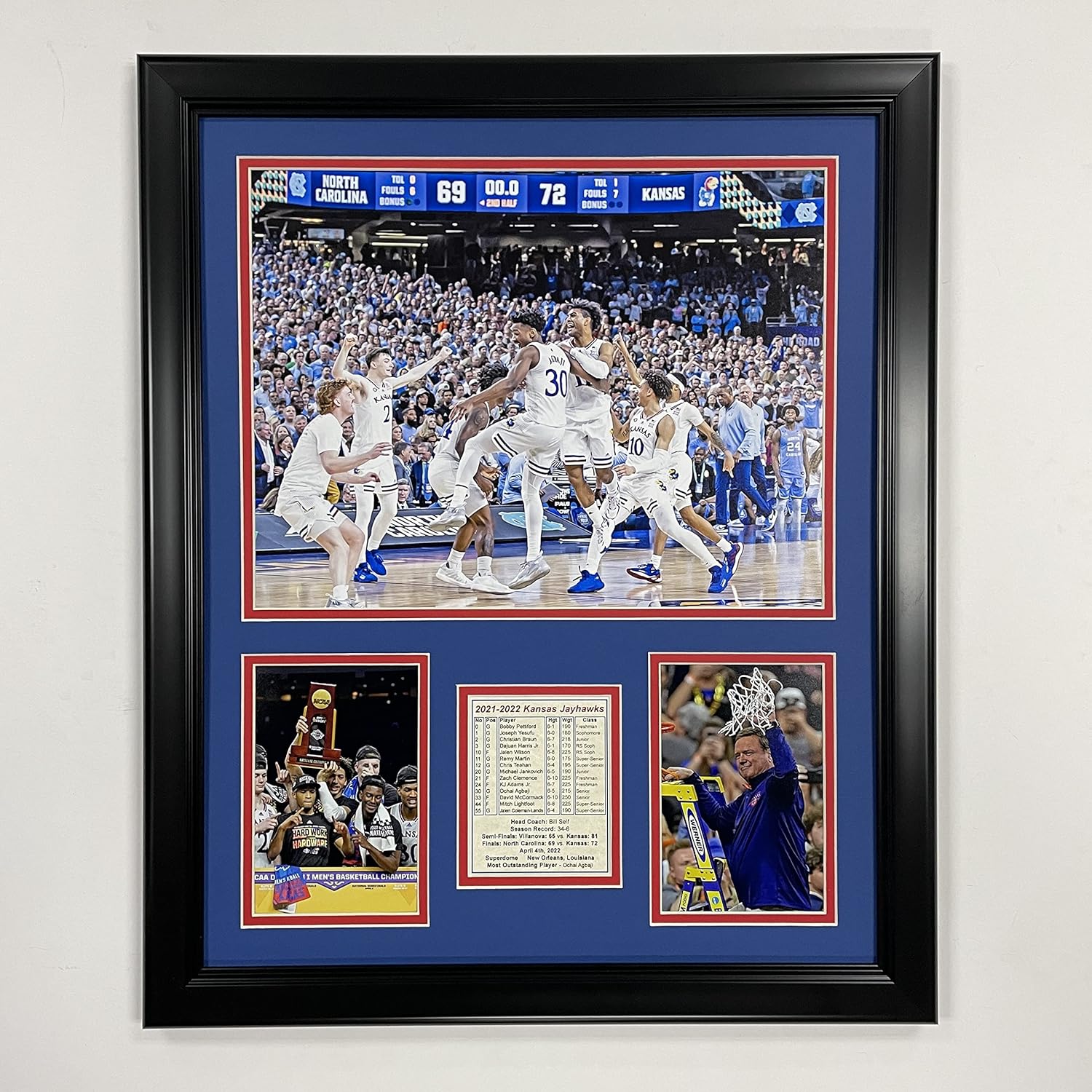 Legends Never Die, Inc. Kansas Jayhawks | 2021-2022 National Champions | 18"x22" Framed Photo Collage (Celebration)