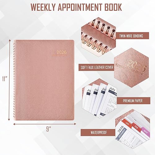 Miniatura 9 de Agenda semanal de citas 2024, enero a diciembre de 2024, organizador diario por hora de 53 semanas, incrementos de 15 minutos, cubierta suave