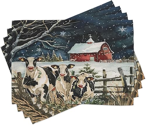 Ambesonne Juego de 4 alfombrillas abstractas de color arcoíris, diseño geométrico cuadrado con efectos borrosos, diseño de acuarela, manteles