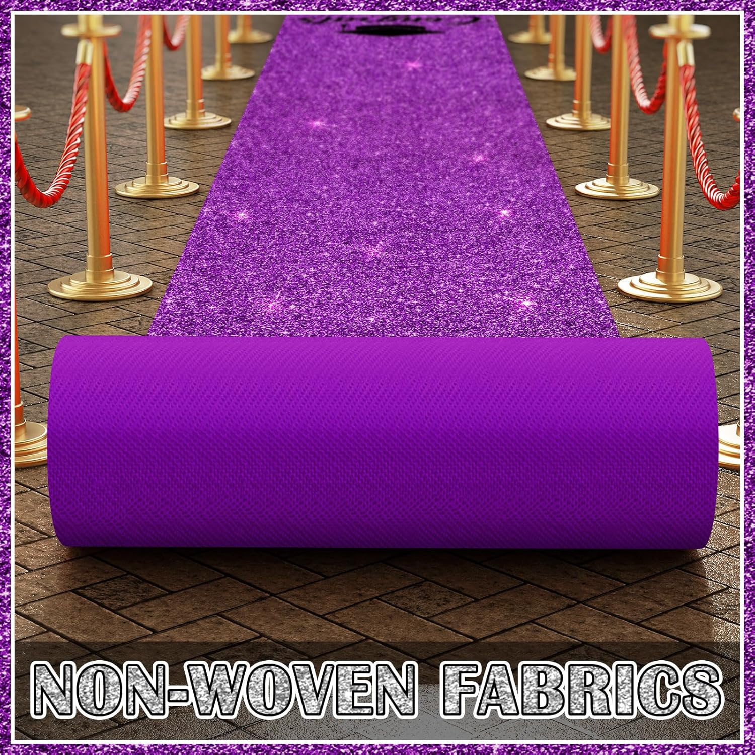 Sliner Glitter Purple Congrats Grad Carpet Runner Rug for Graduation Prom Party Decorations 2ft x 15ft Glitter Graduation Runway Rug for Prom Party Decor Aisle Runner for School College Grad Ceremony