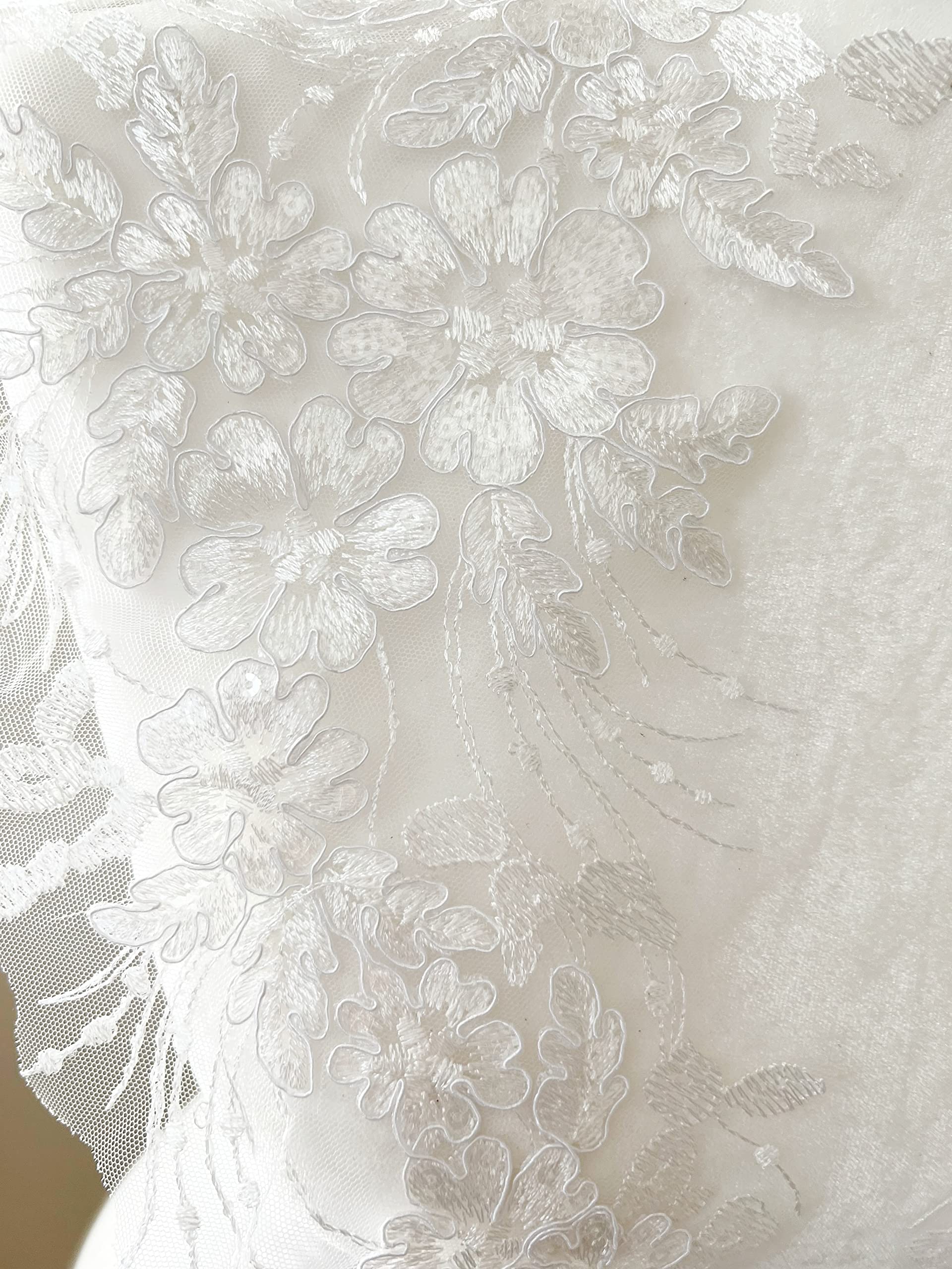 PEPPERLONELY Spitzen-Pailletten-Blume Zum Aufnähen – 1 Paar, 42x20 Cm, Champagner, Für Hochzeitskleider & Braut-Accessoires