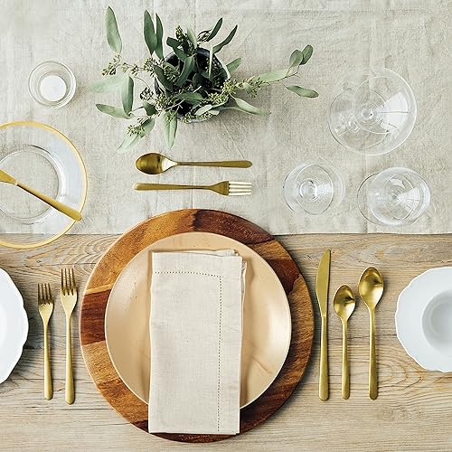 Miniatura 5 de Hausattire Servilleta de tela de lino con dobladillo cosido en inglete de 20 x 20 pulgadas, natural, Acción de Gracias, decorativa, suave, duradera,