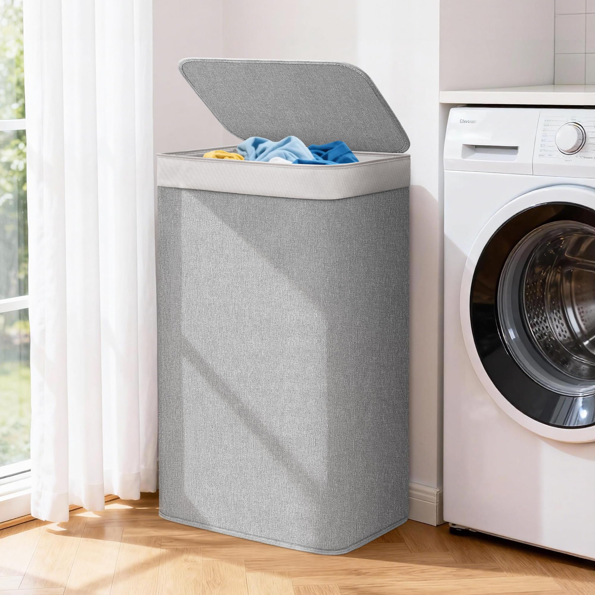 STORAGE MANIAC Cesto portabiancheria 2 in 1 con borsa per la biancheria, 90 l, con struttura in metallo, borsa per vestiti sporchi, con spallacci e tasca in rete, per università, viaggi, lavanderia