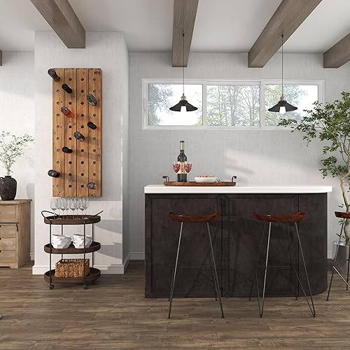 Miniatura 8 de Deco 79 Estante rectangular de madera rústica para vino 21 x 4 x 57 pulgadas color marrón