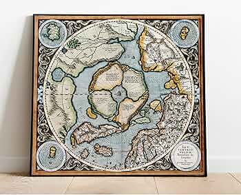 1971年 ナショナルジオグラフィック 北極海 地図 額装 木製 ディスプレイ 1971年 ナショナルジオグラフィック 北極海 地図 額装 木製