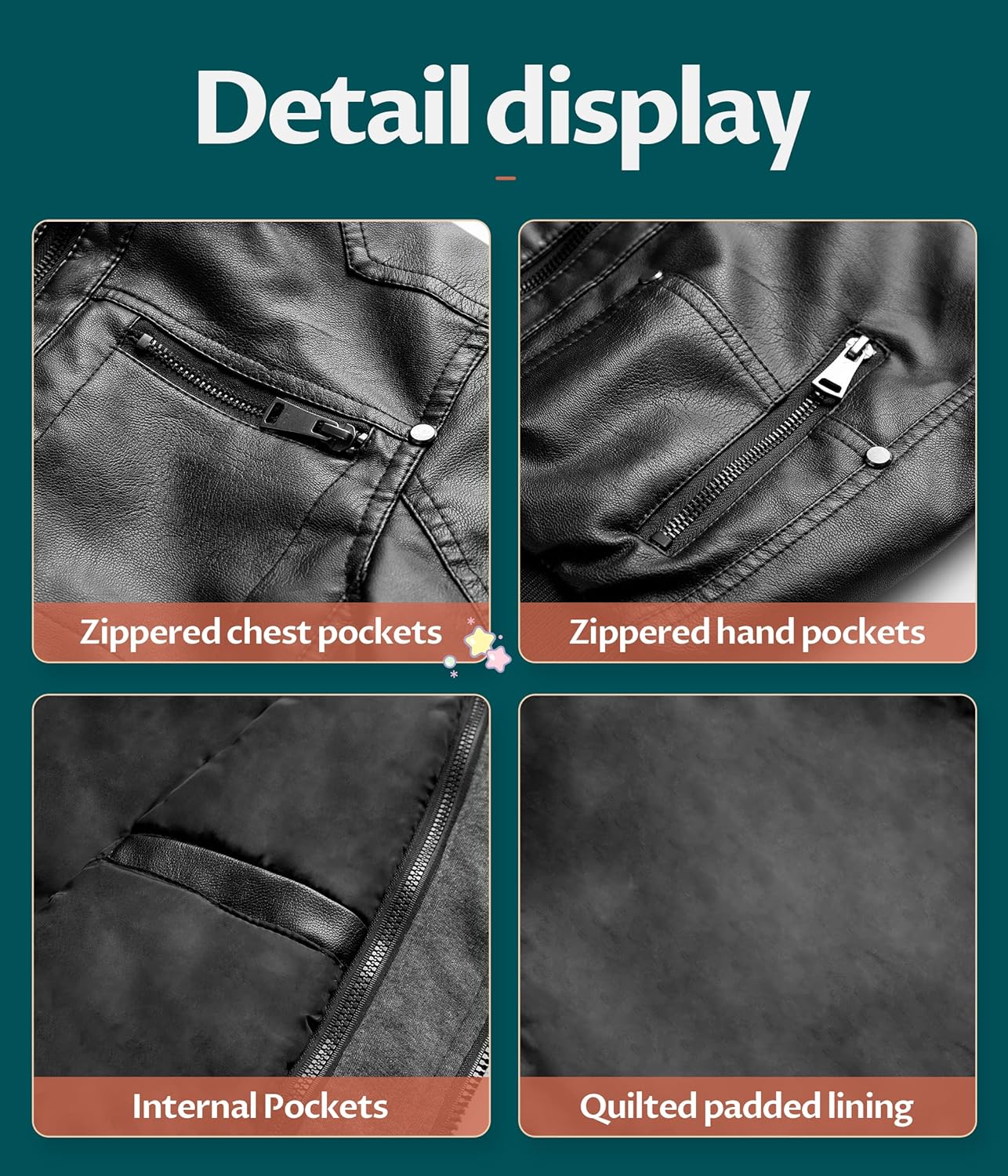 Boy's Faux Leather Jacket Windproof Warm Winter Coat Kids Bomber Outerwear Waterproof PU Motorcycle Jacket - Image 6