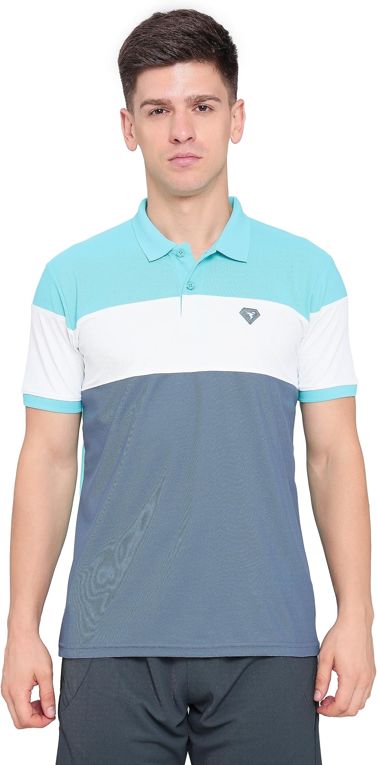 TECHNOSPORTQuickdry Men Cycling Slimfit Poloneck Collar Halfsleeve T-Shirt Odourfree Breathable UV Protection (MTP647_123P)