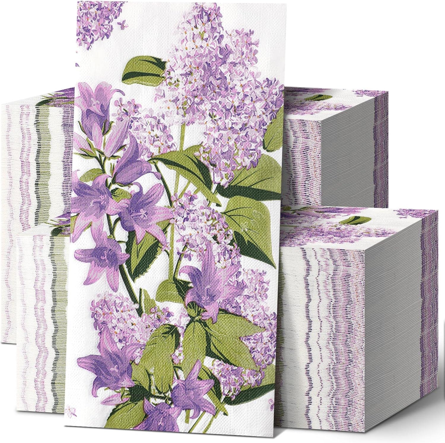 200 Lilac Floral Guest Napkins Paper Hand Towels for Bathroom Guest
