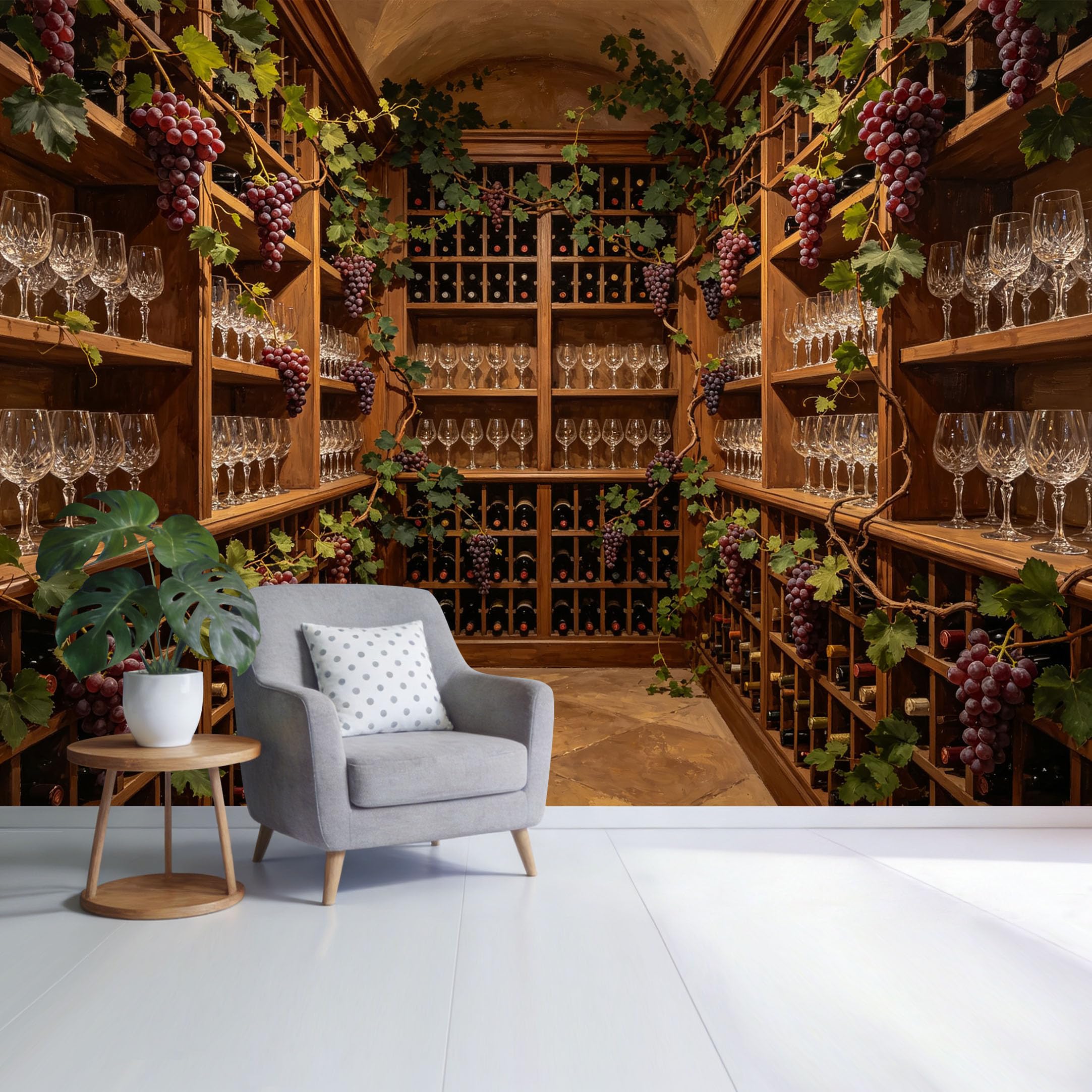 Custom Size Wall Mural Vintage Wine Cellar Grapevine Bottles and Wooden Shelves 3D Realistic Trompe L'Oeil SelfAdhesive Wall Fabric Removable Wallpaper for Home Office Decor