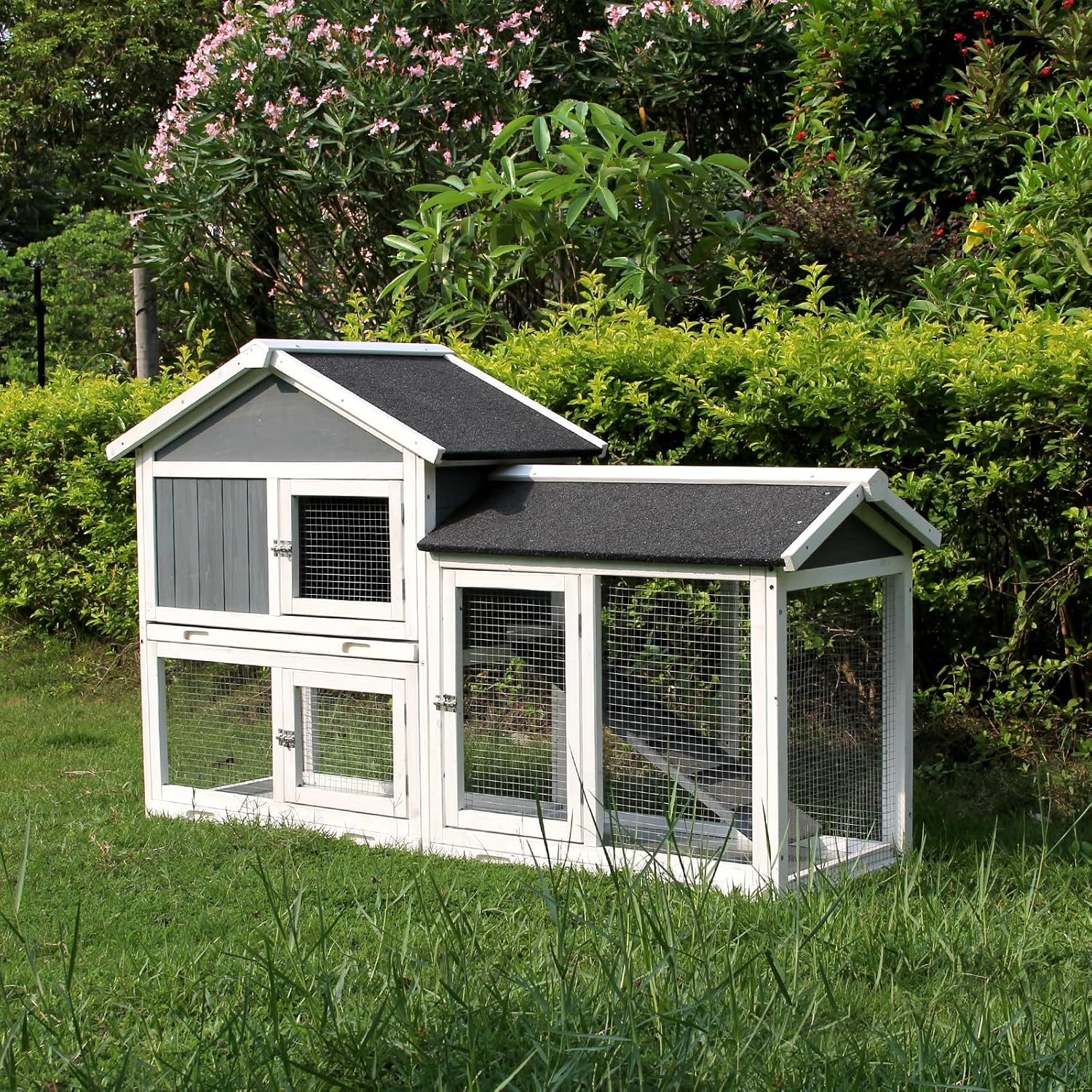 Lifeand 56.7''L Deluxe Multi-Level Rabbit Hutch with Weatherproof Design and Easy Cleaning, Ideal for Rabbits, Chicks, Guinea Pigs, and…