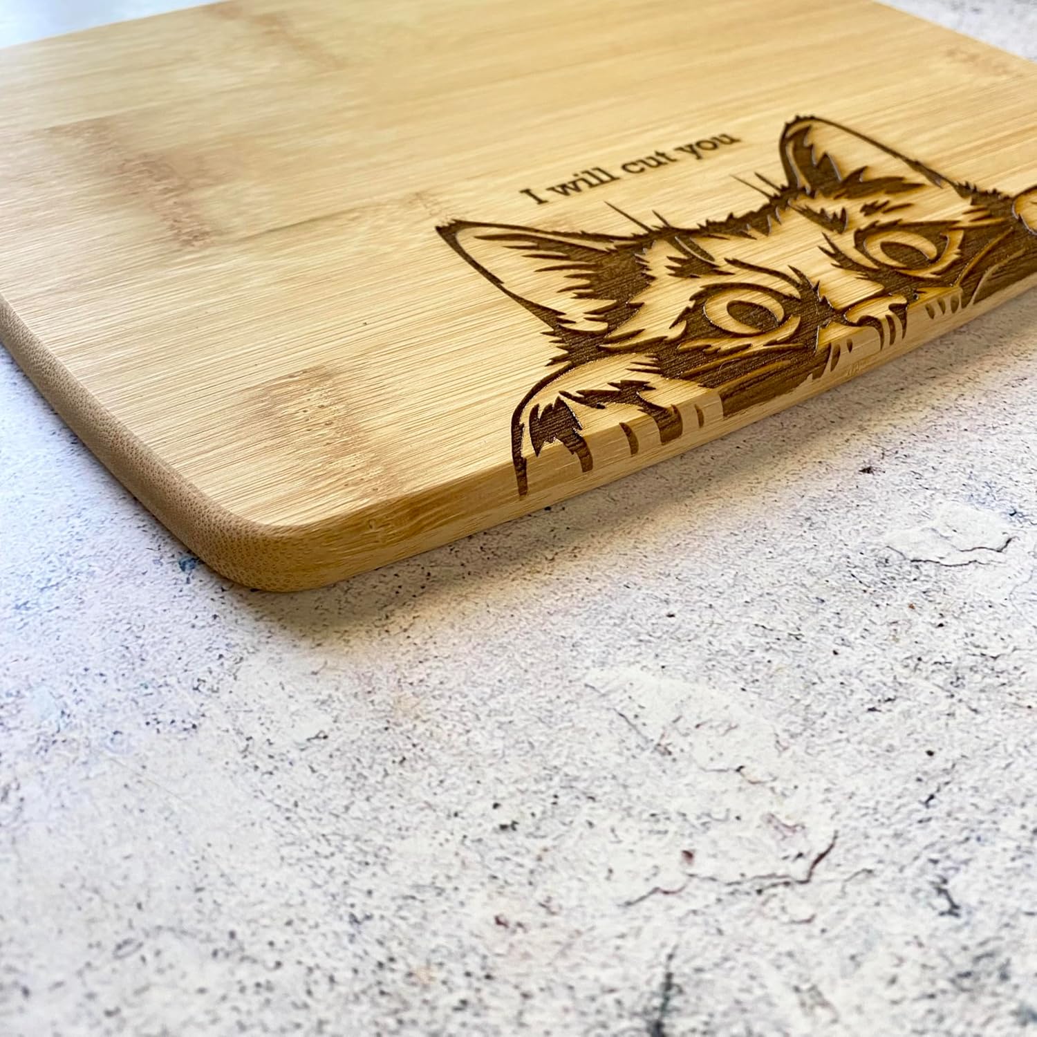 8"x10" Evil Cat Bamboo Cutting Board
