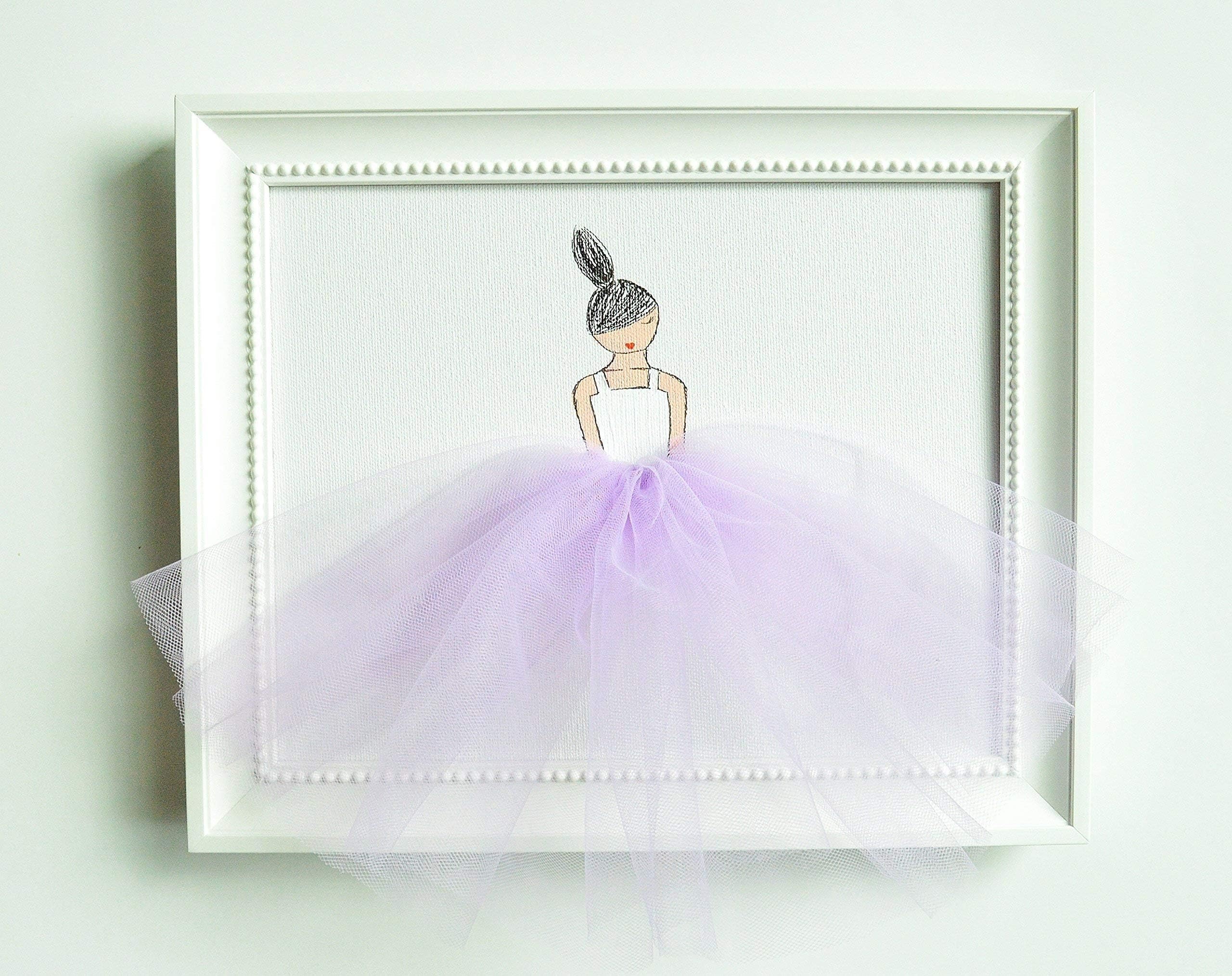 Children Wall Decor Kids Room Baby Decor Ballerina Acrylic Painting in Lavender Lilac Tutu