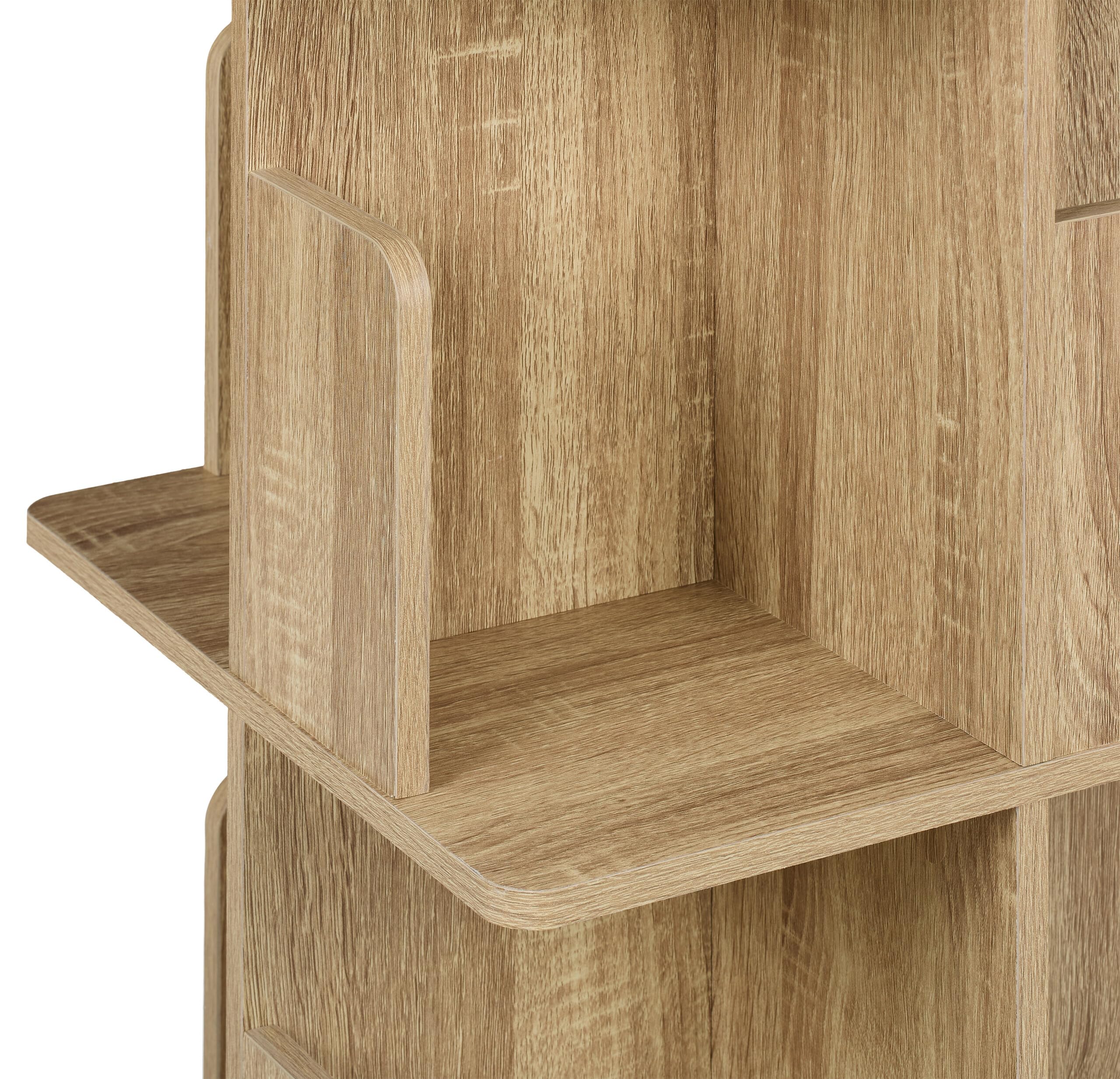 Relaxdays Bücherregal, 360 Grad drehbar, 3 Ebenen, Holzoptik, Bücher, HBT: 95 x 39 x 39 cm, Wohnzimmer Drehregal, natur