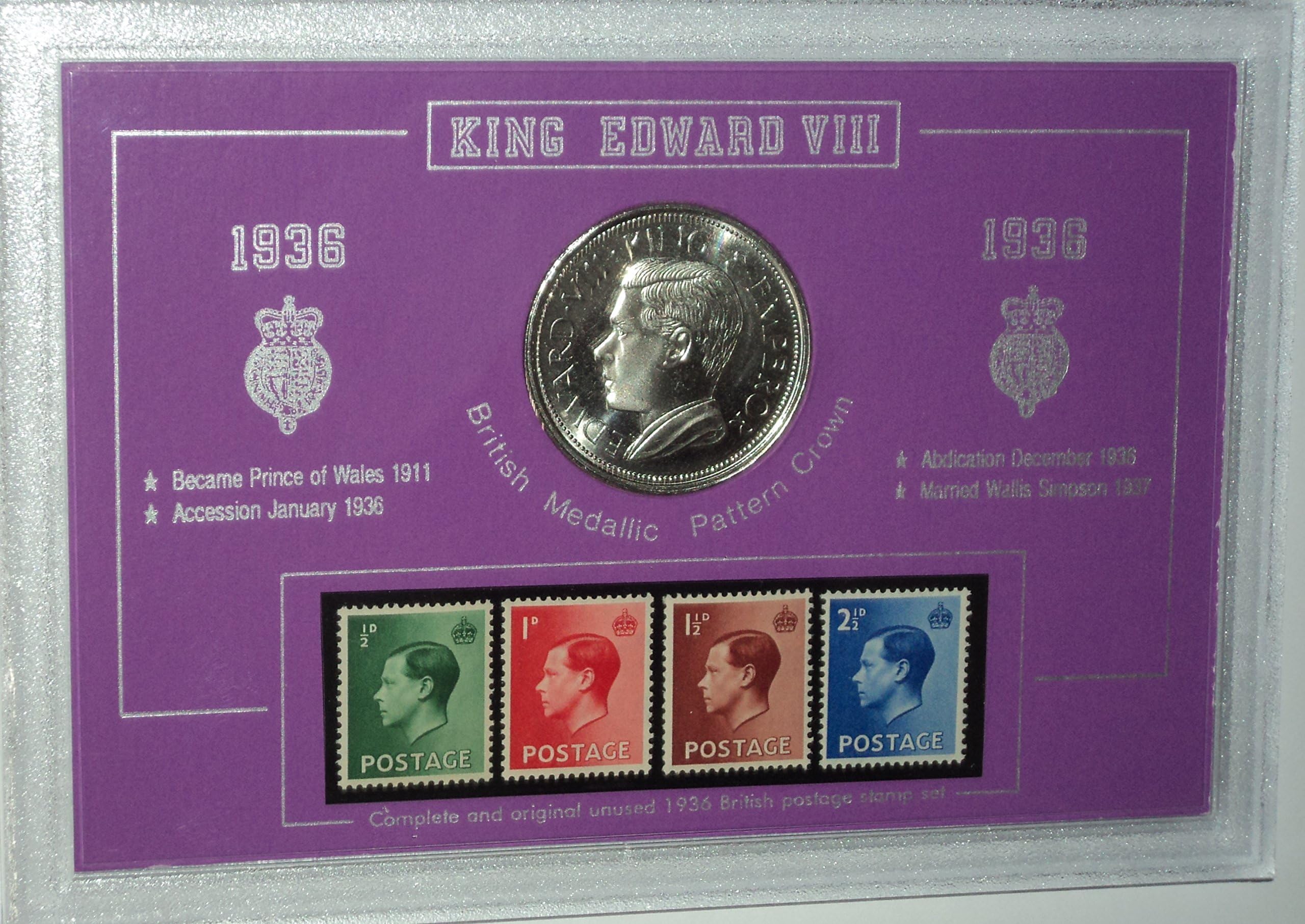King Edward VIII Abdication 1936 Crown Coin & Stamp Present Display Gift Set