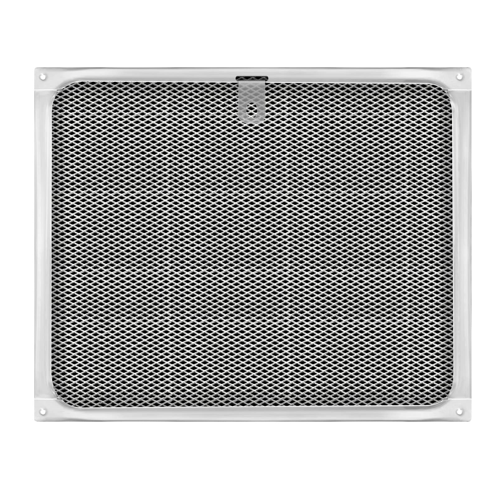 Diagram showing the dimensions of the Hermitlux carbon filter: 10.04 inches long, 8.23 inches wide, and 0.59 inches thick.