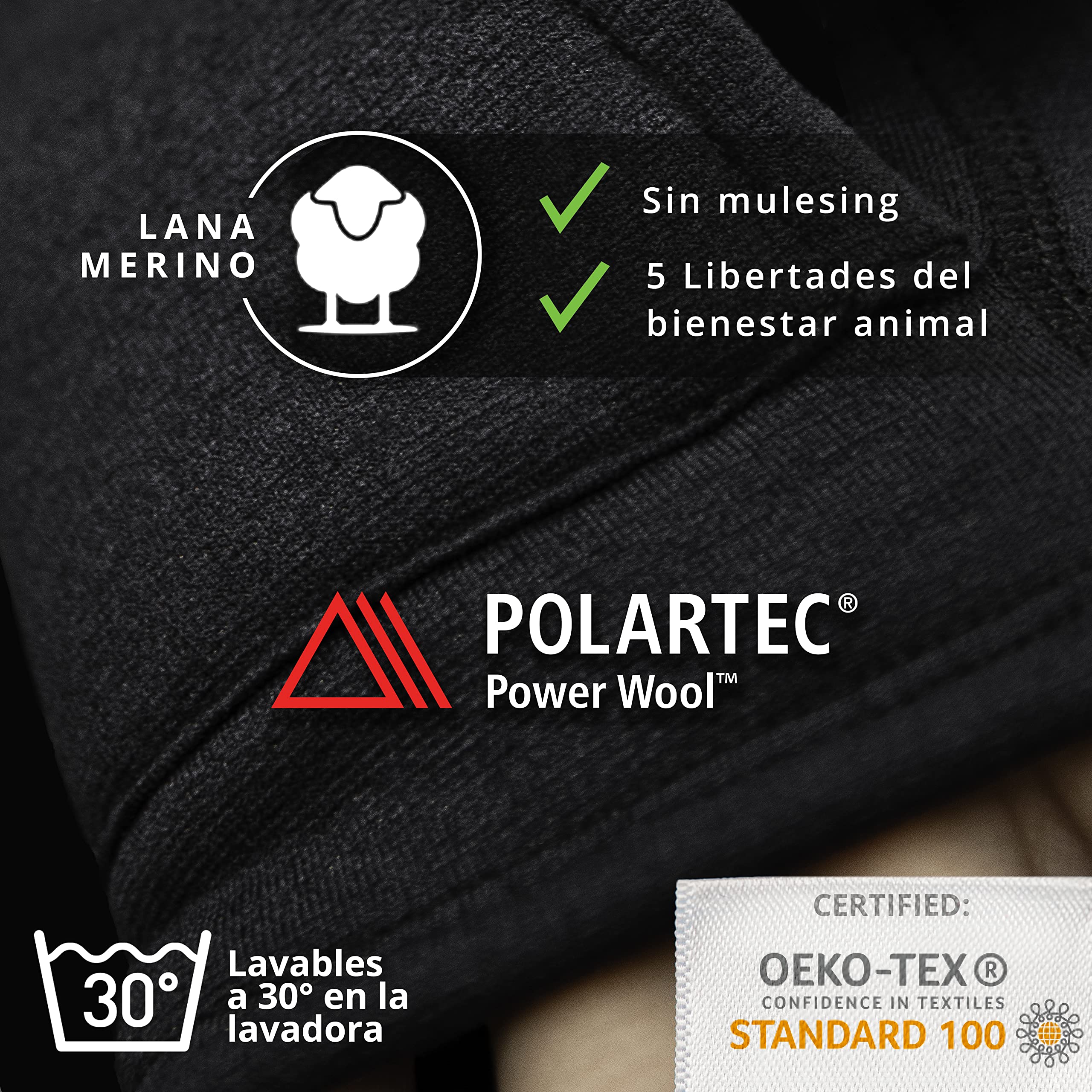 THE HEAT COMPANY Guantes sin dedos lana merino medio dedo invierno unisex