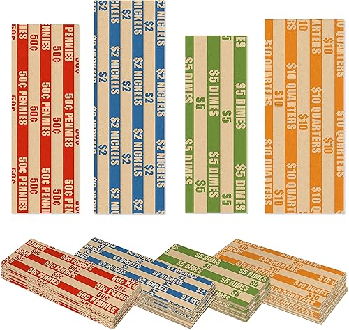 Nadex 500 envoltorios planos estándar para monedas de Estados Unidos 125 unidades cada una de las envolturas de centavo, níquel, centavo y cuarto,