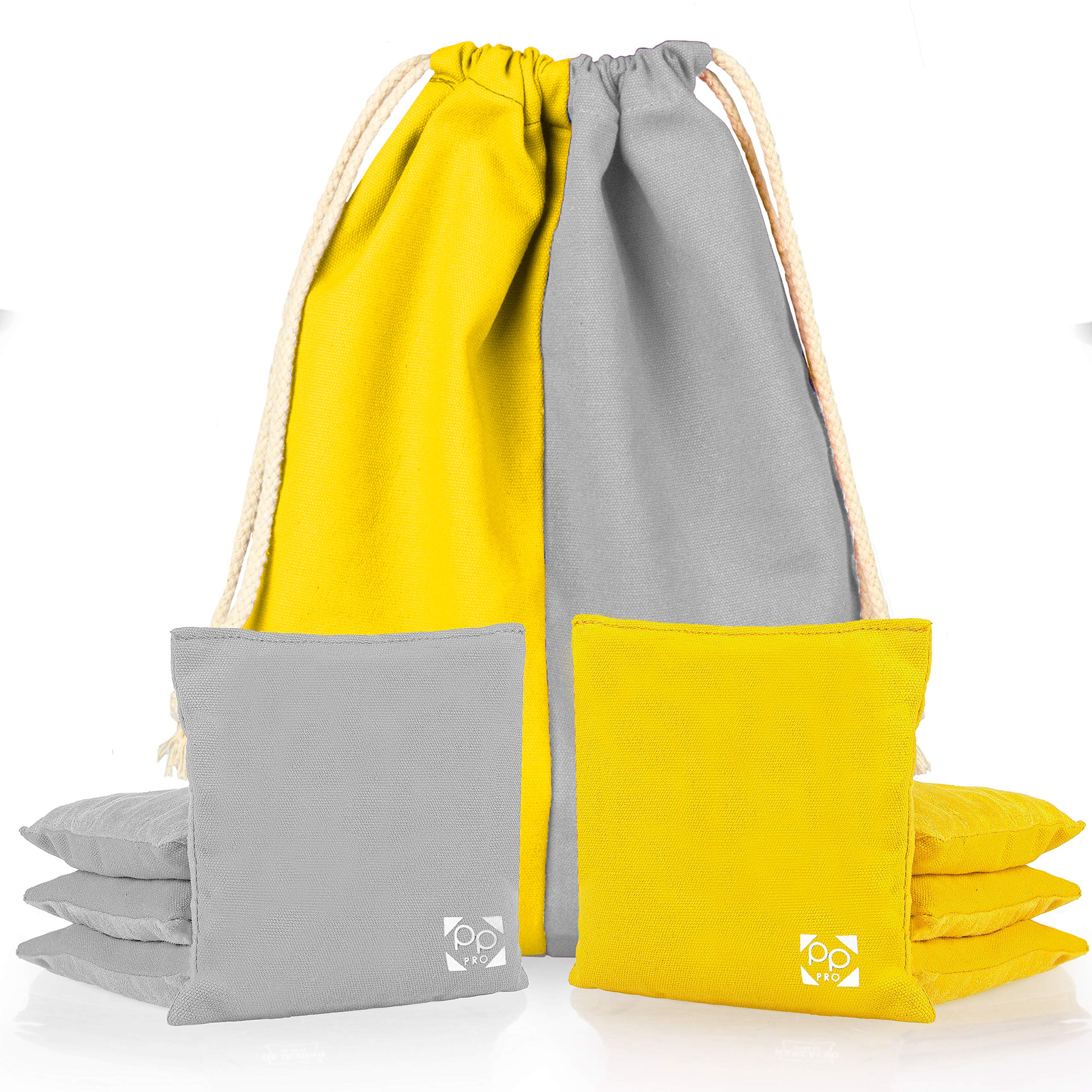 Cornhole Bags Professionali - Set di 8 Pezzi, resistenti alle intemperie, double face, lato appiccicoso/lato di perdite per gioco Pro foro di mais
