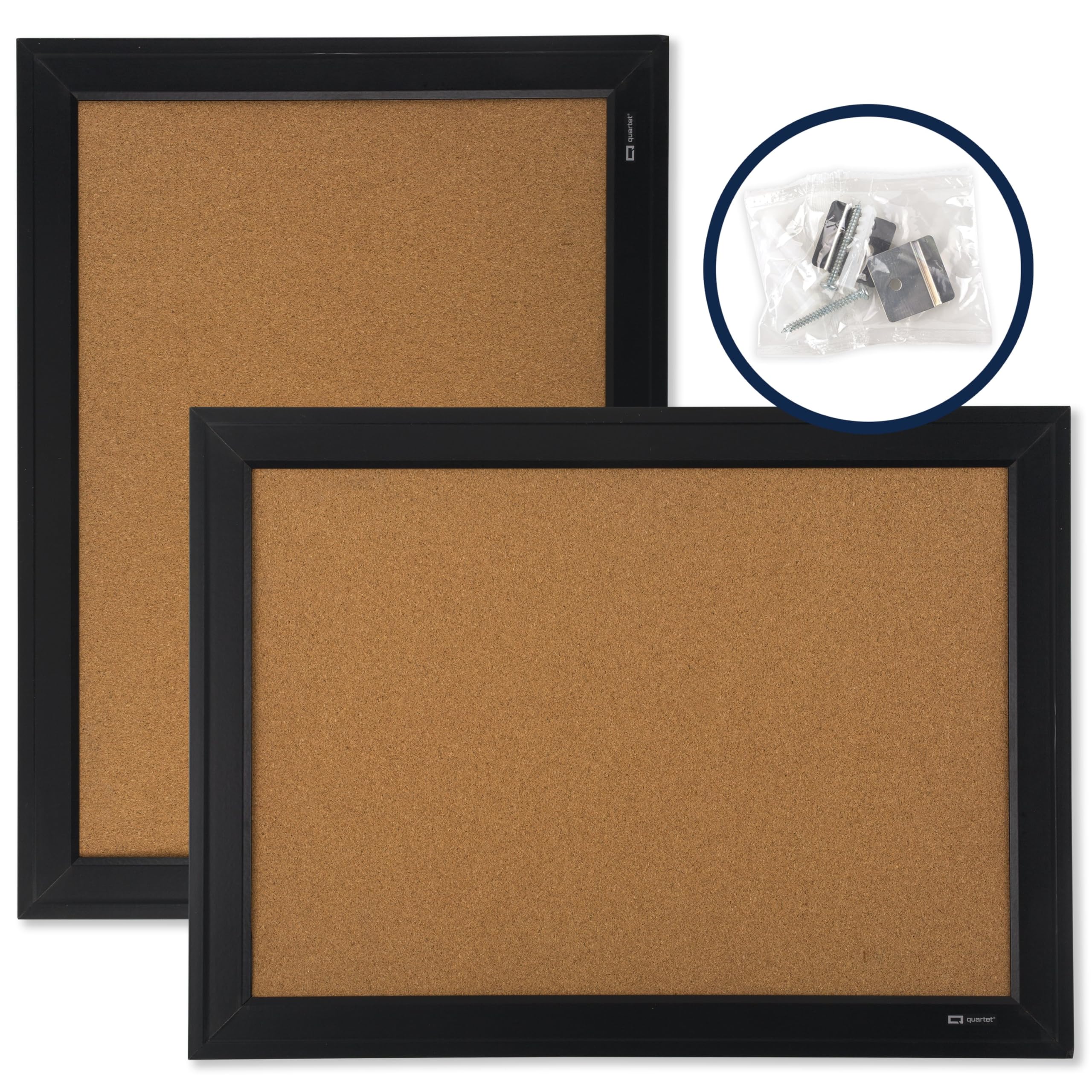 Quartet Pinnwand aus Kork, 43,2 x 58,4 cm, gerahmte Korktafel, schwarzer Rahmen, dekoratives Hänge-Pinnwand, perfekt für Büro und Heimdekoration, Heim-Schule, Nachrichtenbrett oder Sichttafel (79281)