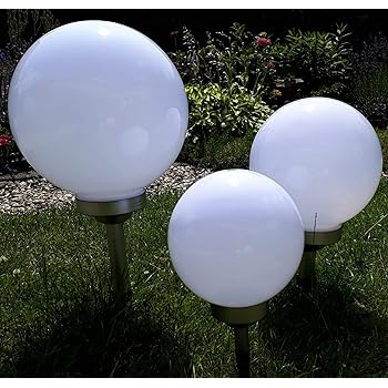 Kugelleuchte Gartenkugel 3er Set 30 25 20cm Kugel Garten Kugellampe Solar Led Amazon De Garten