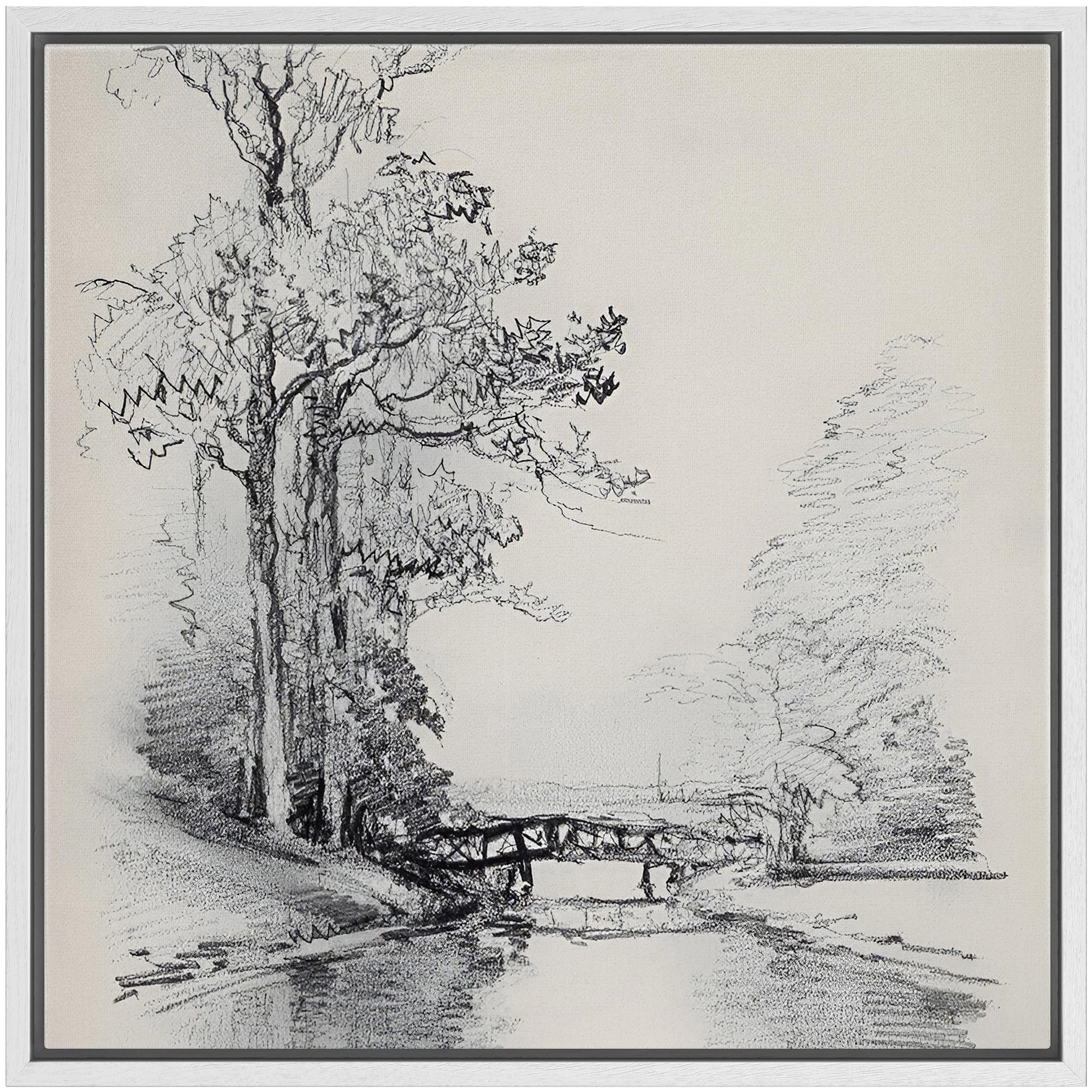 Riverside Pencil Drawing