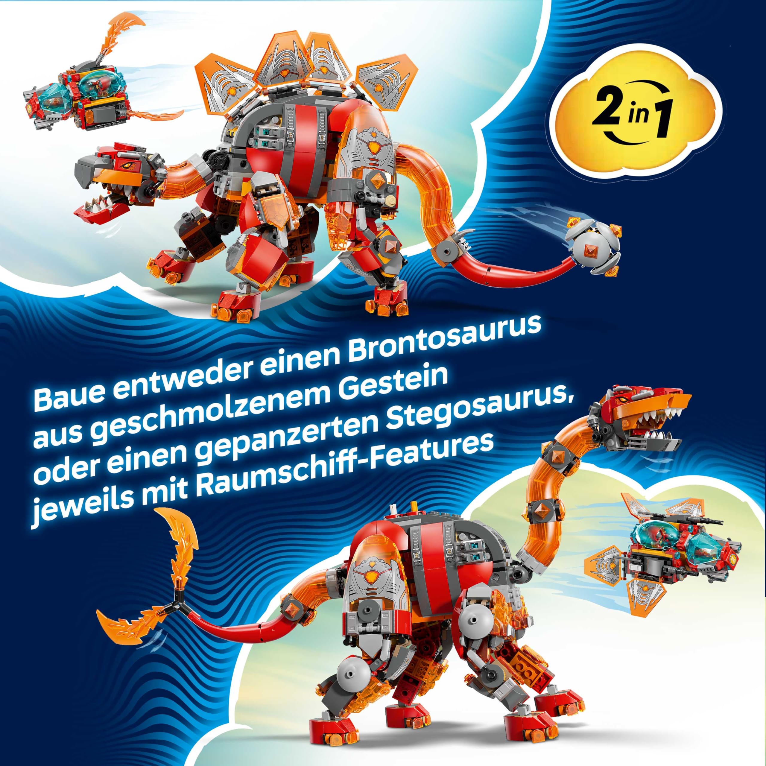 LEGO DREAMZzz 2in1 Dino-Düsenflieger - Dinosaurier Spielzeug verwandelbar in Stegosaurus - inkl. 4 Minifiguren und 2 sammelbaren Schatz-Kreaturen - Geschenk für Jungen ab 9 Jahren - 71514