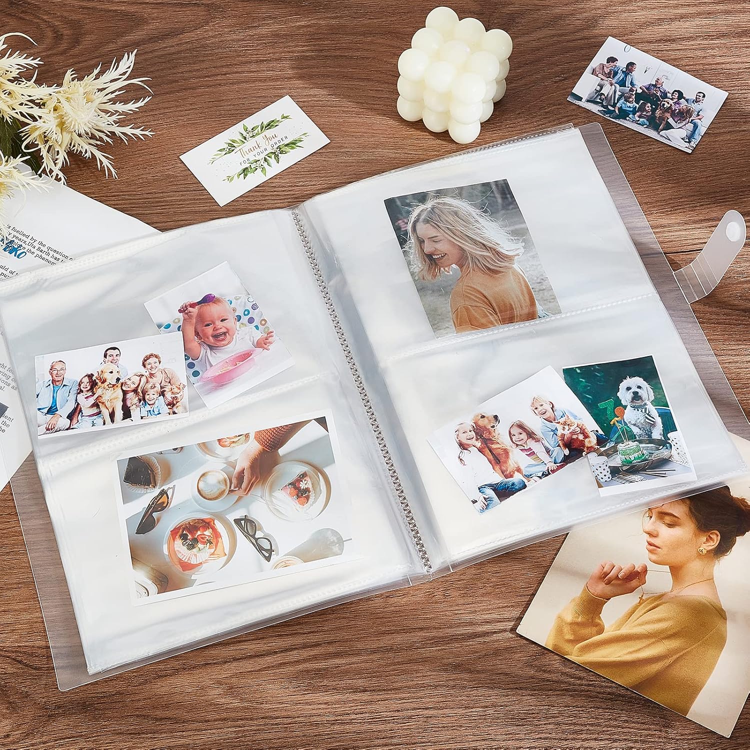 GLOBLELAND Clear Stamps Storage Book Transparent Foldable Photo Album Scrapbooking for 160pcs Stamps Photos, 11x16.5inch