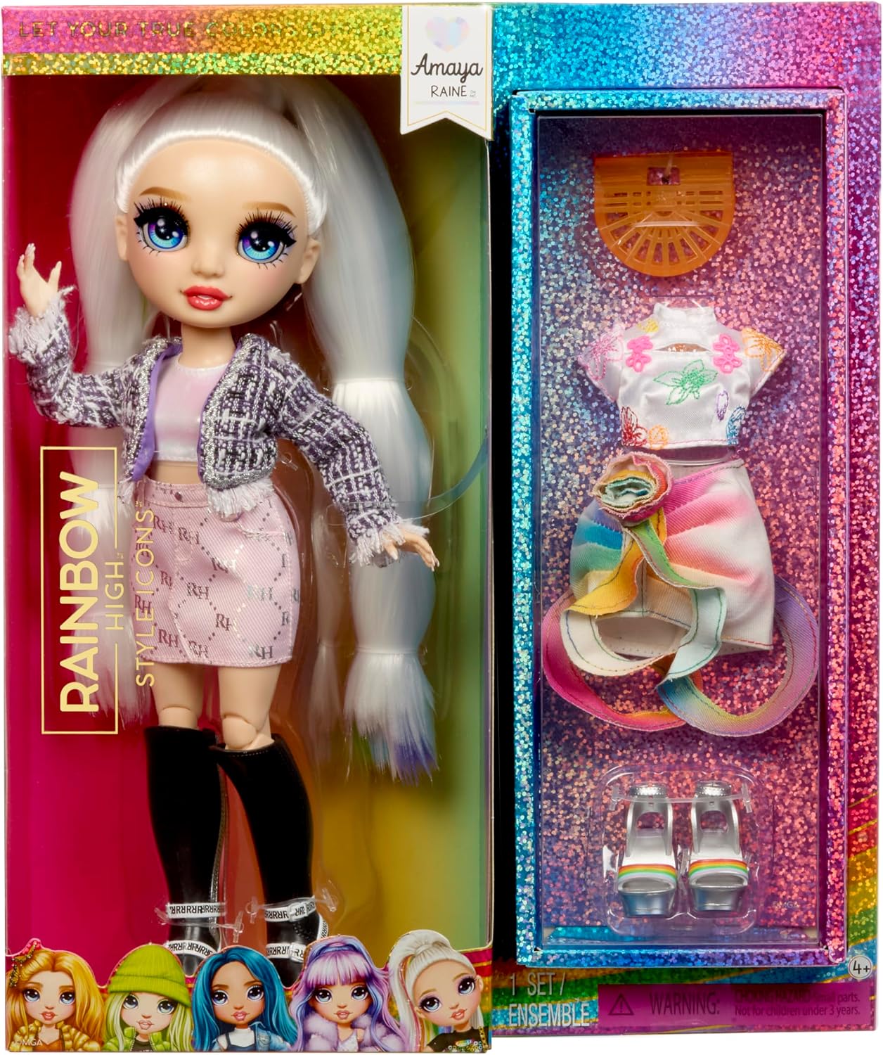 Rainbow High Style Icons Amaya – 28cm Fashion Doll with Long, Comb Hair, Includes a Second Outfit with Matching Accessories and a Pair of Shoes. The Doll with 13 Movable Hinge Points