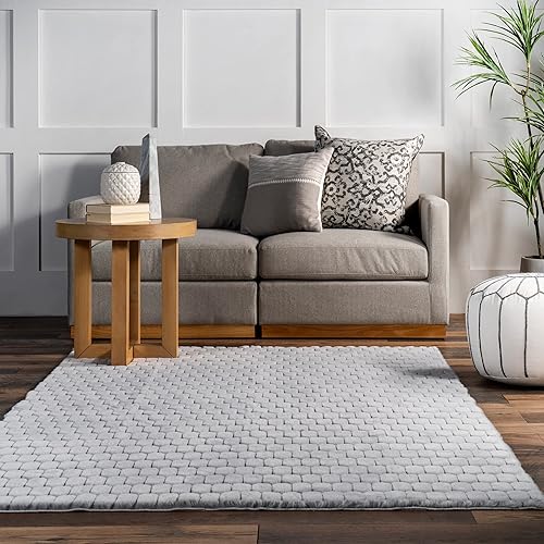 Miniatura 9 de nuLOOM Nia Tile - Alfombra de conejo sintético lavable a máquina, 5 x 8 pulgadas, color plateado