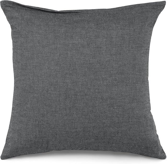 ATsense Zestaw 2 poszewek na poduszkę 45 x 45 cm  100% prana bawełna, ciemnoszara, poszewka na poduszkę z zamkiem błyskawicznym, super miękka poszewka na poduszkę premium i przytulna poszewka na