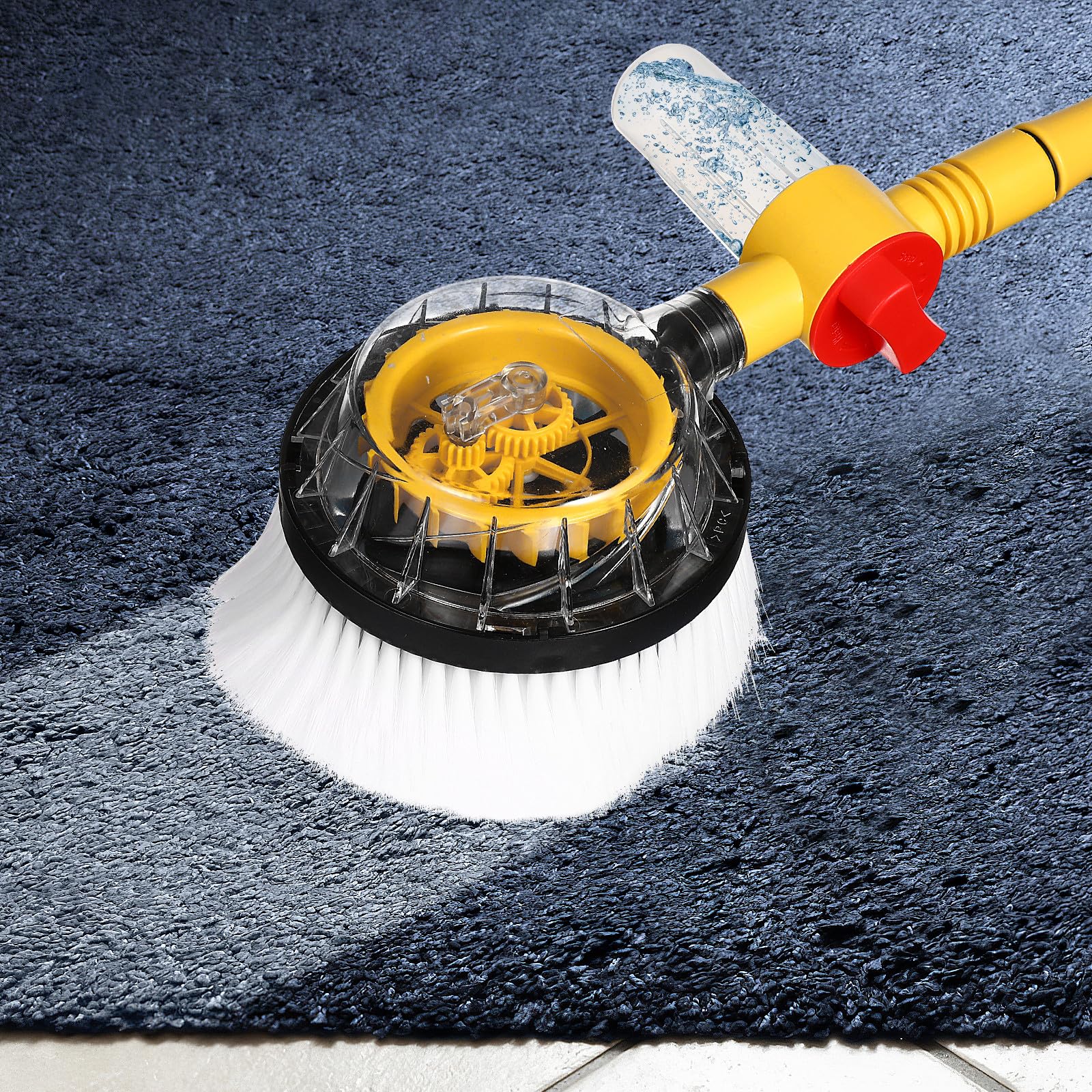SHINEOFI Cepillo Giratorio Automático para Lavar Coche con Mango Largo, Material Chenilla y PP, Adecuado para Limpieza de Vehículos y Suelos en Hogar y Jardín