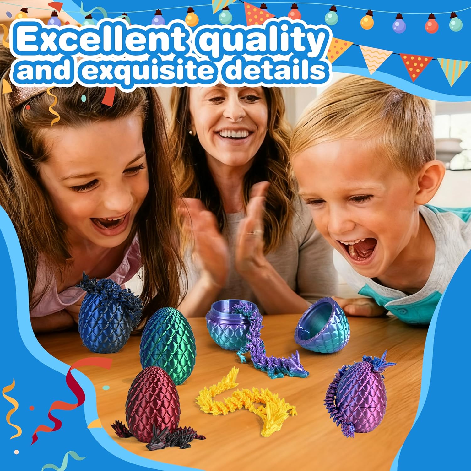 16PCS 3D Printed Dragon Eggs with Dragon Inside, Articulated Dragon Fidget Toys for Desk Decor, Birthday Gift for Kids Teens Adults, Collectibles Eggs Set for Classroom Prize
