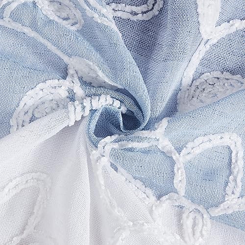 Miniatura 5 de Dainty Home Caroline - Par de paneles de ventana con bordado floral de chenilla de 76 x 84 pulgadas, color azul