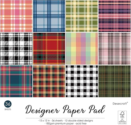 Paquete de bloc de papel de doble cara de 12 x 12 pulgadas, 36 hojas, para hacer tarjetas, planificador de diario, decoración de origami,