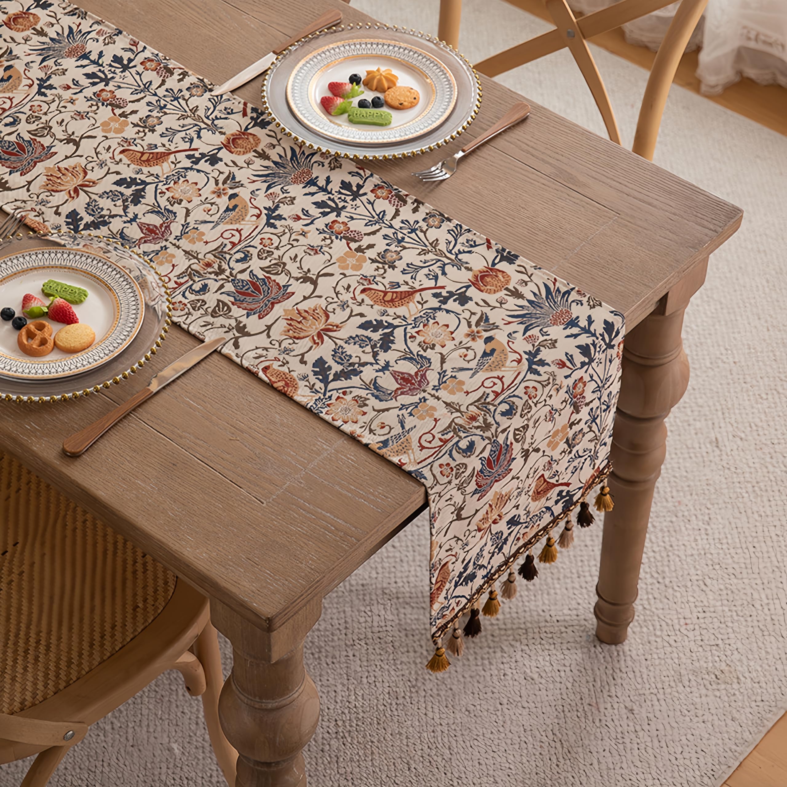 YYKSYDPT Autumn Jacquard Table Runner,Vintage Boho Spring Table Runner