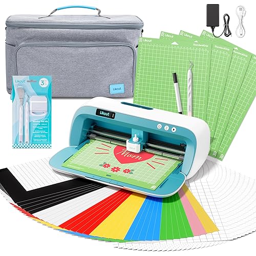 Likcut S41 Vinyl Cutter Machine - Portable Vinyl Cutting Machine Creator Bundle with Carrying Case for Sticker Maker, Wall Decor, Room Decor, Arts and Crafts