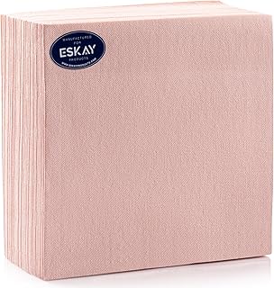 Mellow Rose Linen-Feel Dinner Paper Napkins, For Dinners Parties and Catering Supplies, Disposable and Fully Biodegradable Airlaid Napkins, 60 Pack