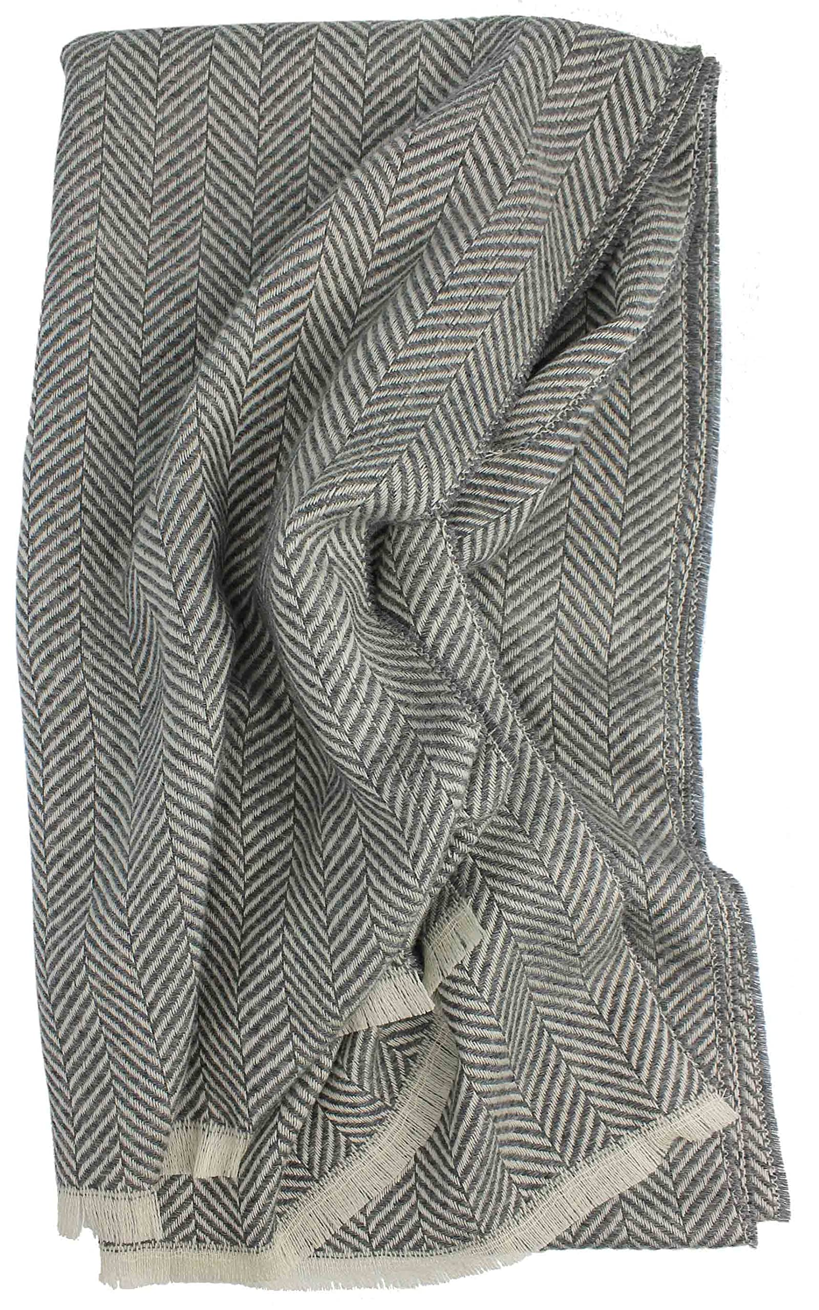 Sciarpa da uomo in lana, sciarpa a spina di pesce, colore grigio medio alla moda, 95% lana (merino), 5% di cachemire