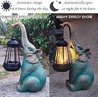 Vista 9 de JOYBEE - Estatuas de jardín de elefante con linterna solar para decoración al aire libre, figuras solares de elefante, decoraciones de luces
