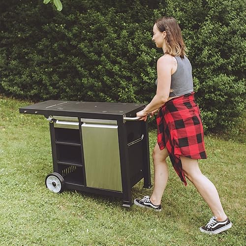 Miniatura 9 de Razor Carrito de preparación universal con estantes y cajón de almacenamiento para parrilla portátil al aire libre y parrillas, solo accesorio, negro