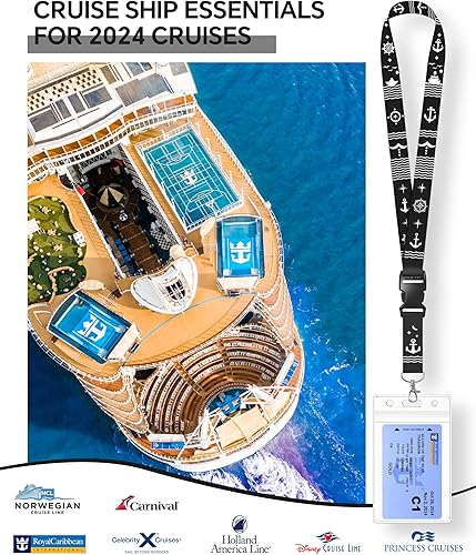 5 Pack Lanyard with Waterproof ID Badge Holders for Cruise Ship Cards, Essentials for Royal Caribbean, Carnival, NCL Cruise 2025 (Mix)(Black)