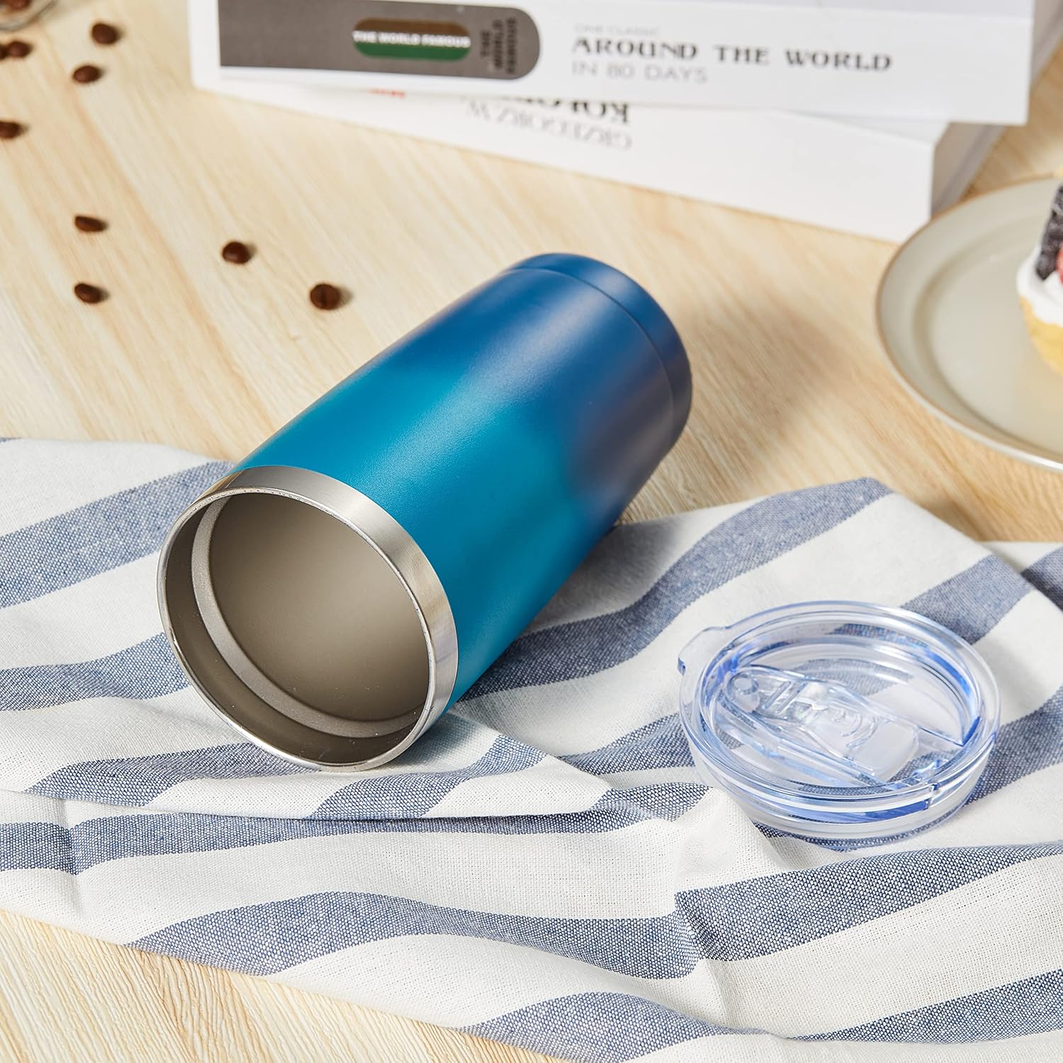 COMOOO 20oz Tumbler with Straw Stainless Steel Insulated Coffee Tumbler Cups Double Wall Vacuum Travel Coffee Mug with Splash Proof Sliding Lid for Hot Cold Drinks (Dark Night, 1 Pack) - Image 5