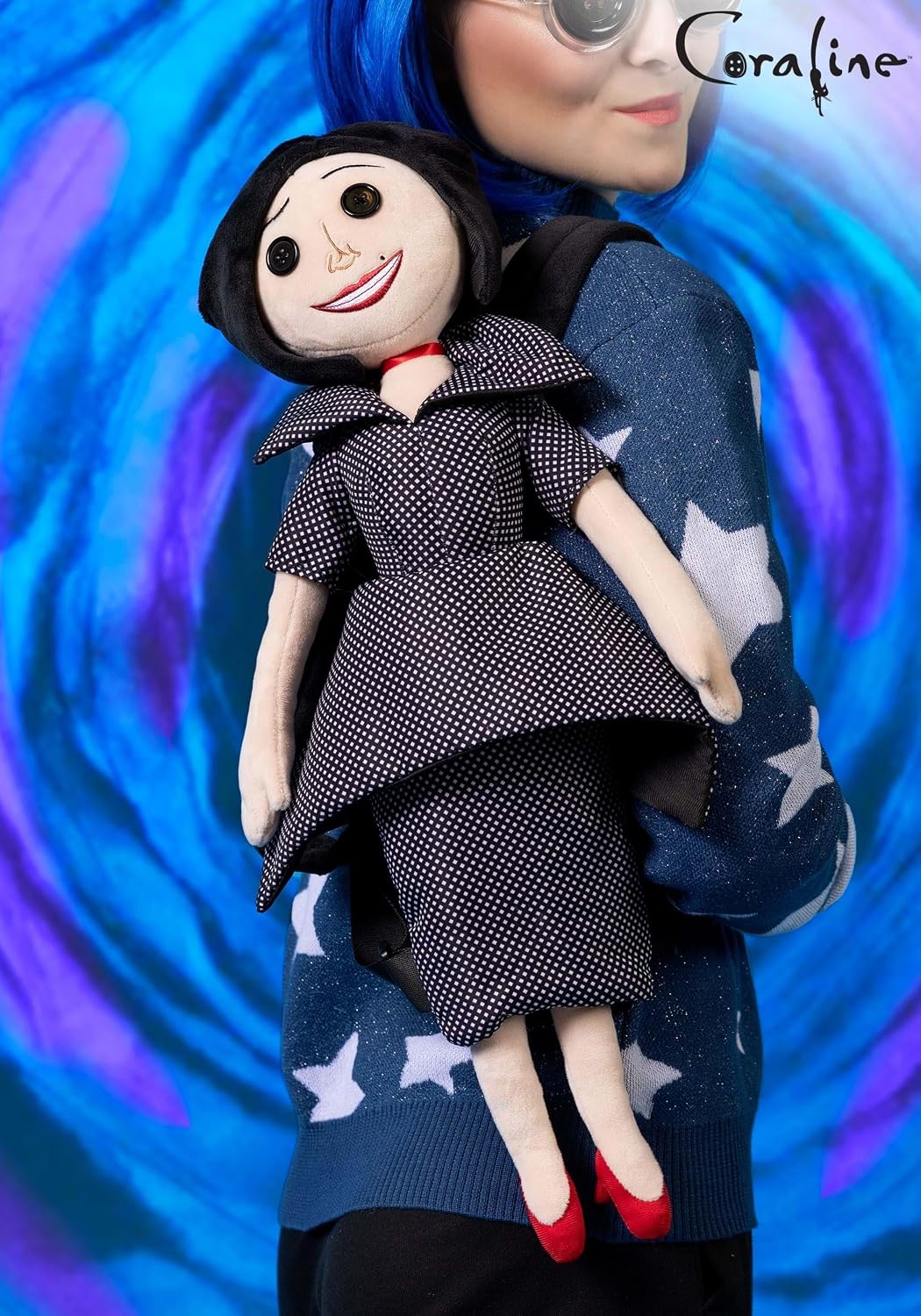 Fun Costumes Coraline Plush Other Mother Backpack - Adjustable Straps and Zipper Pouch, Inspired by the Iconic Villain Standard