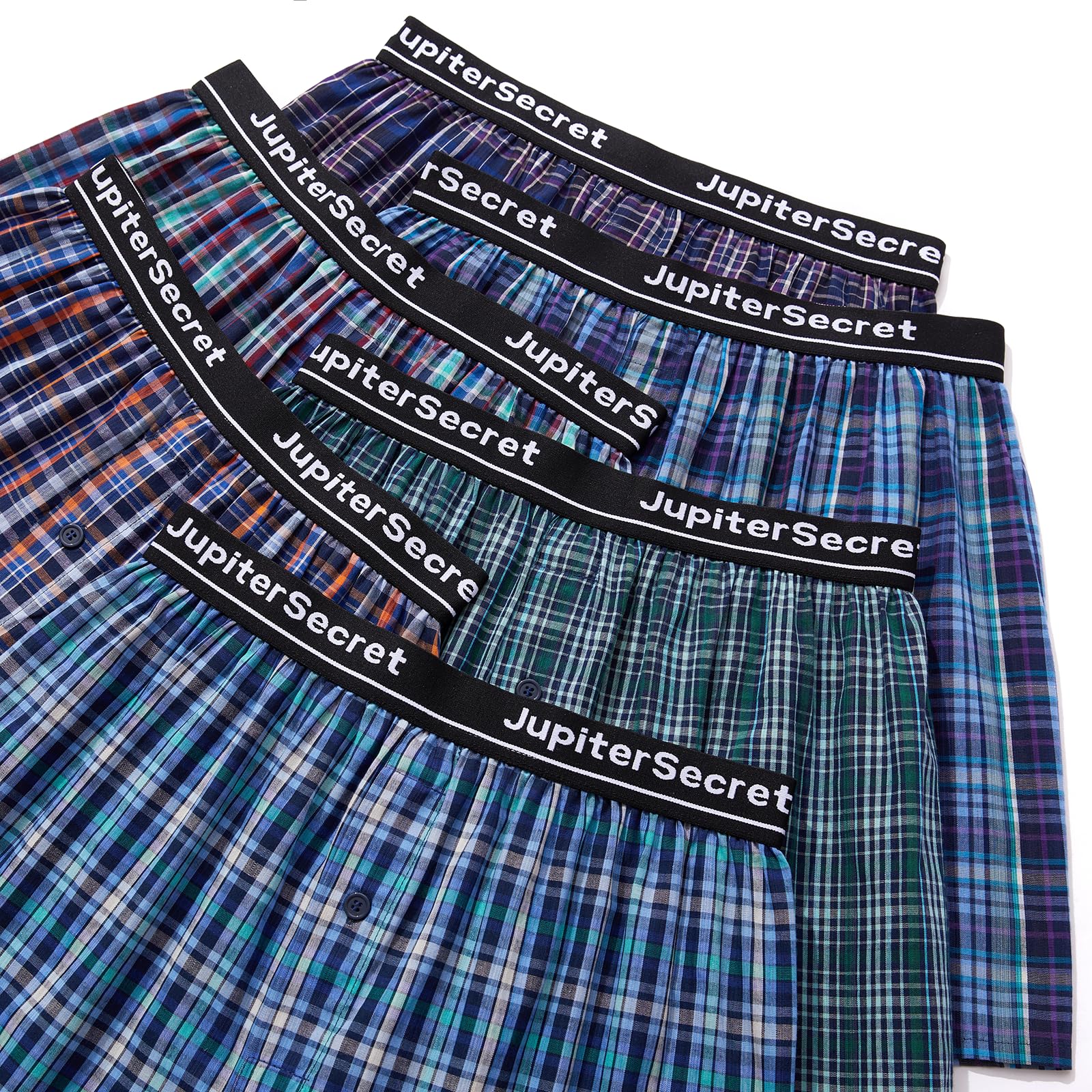 JupiterSecret Boxer Uomo 100% Cotone Morbidi e Traspiranti Mutande Uomo a Quadri Boxer Americani Uomo 6 o 12 Pezzi