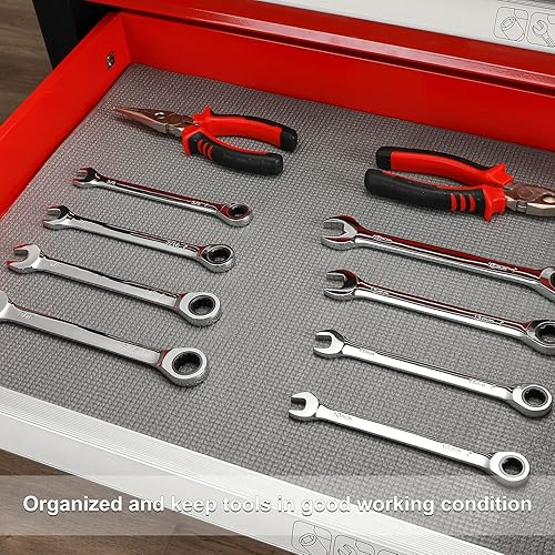 Miniatura 5 de CASOMAN Revestimiento profesional para caja de herramientas y cajón, gris, de goma espuma antideslizante de fácil corte, para cajón, forros gruesos