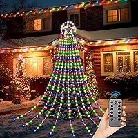 Vista 1 de Decoraciones de Navidad para exteriores, 323 luces LED en cascada, 8 modos de iluminación, luces de Navidad impermeables para exteriores