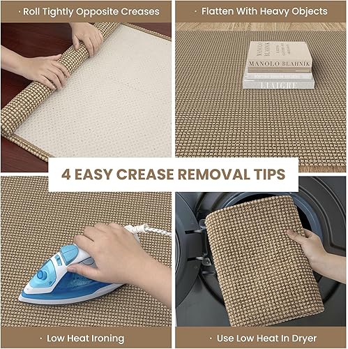 Miniatura 2 de IOHOUZE Alfombra lavable de 4 x 6 pies con parte trasera de goma antideslizante tejida para interiores y exteriores, alfombra para entrada