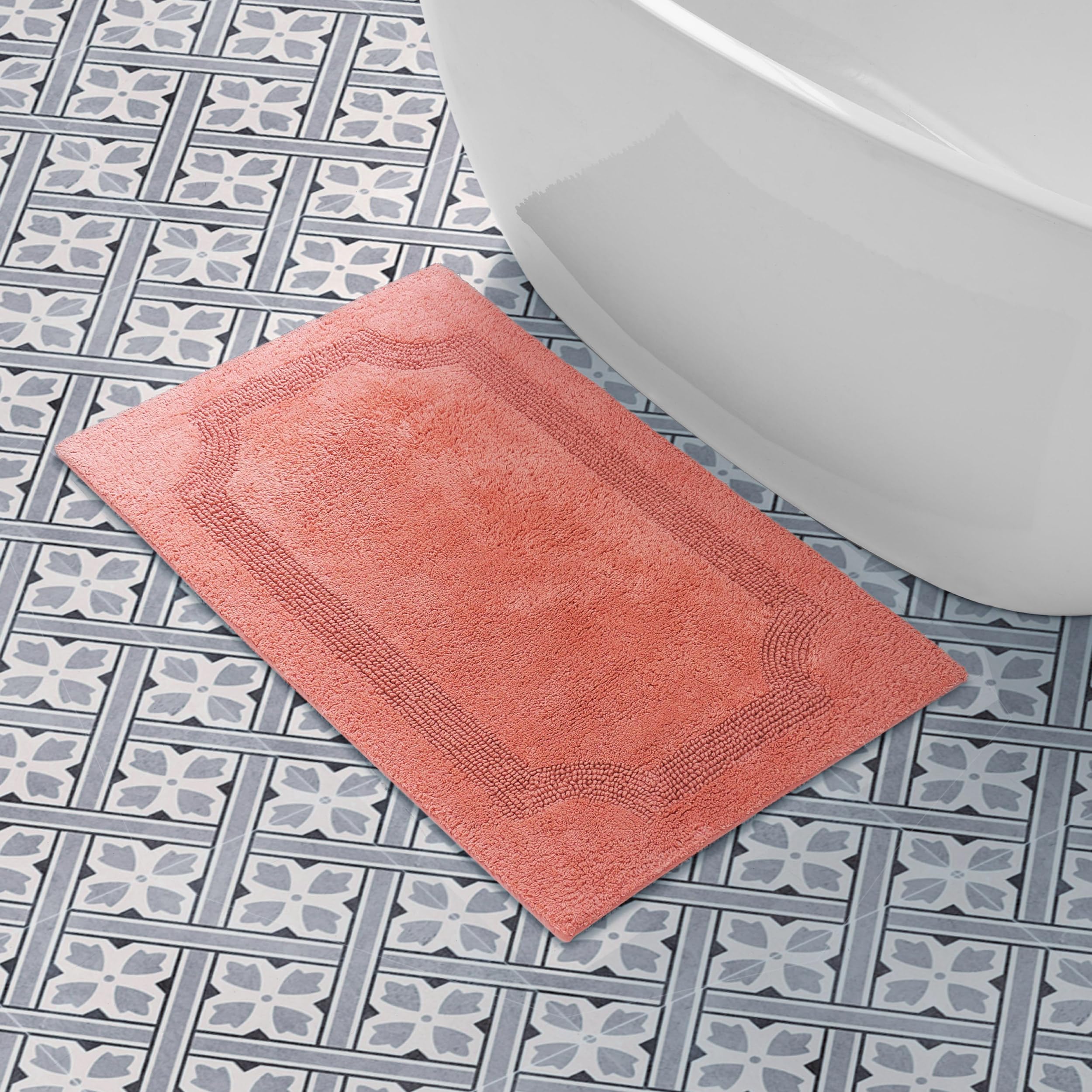 Laura Ashley Reversible Cotton Bath Mat, Coral, 1'9" x 2'10" (Rectangular)
