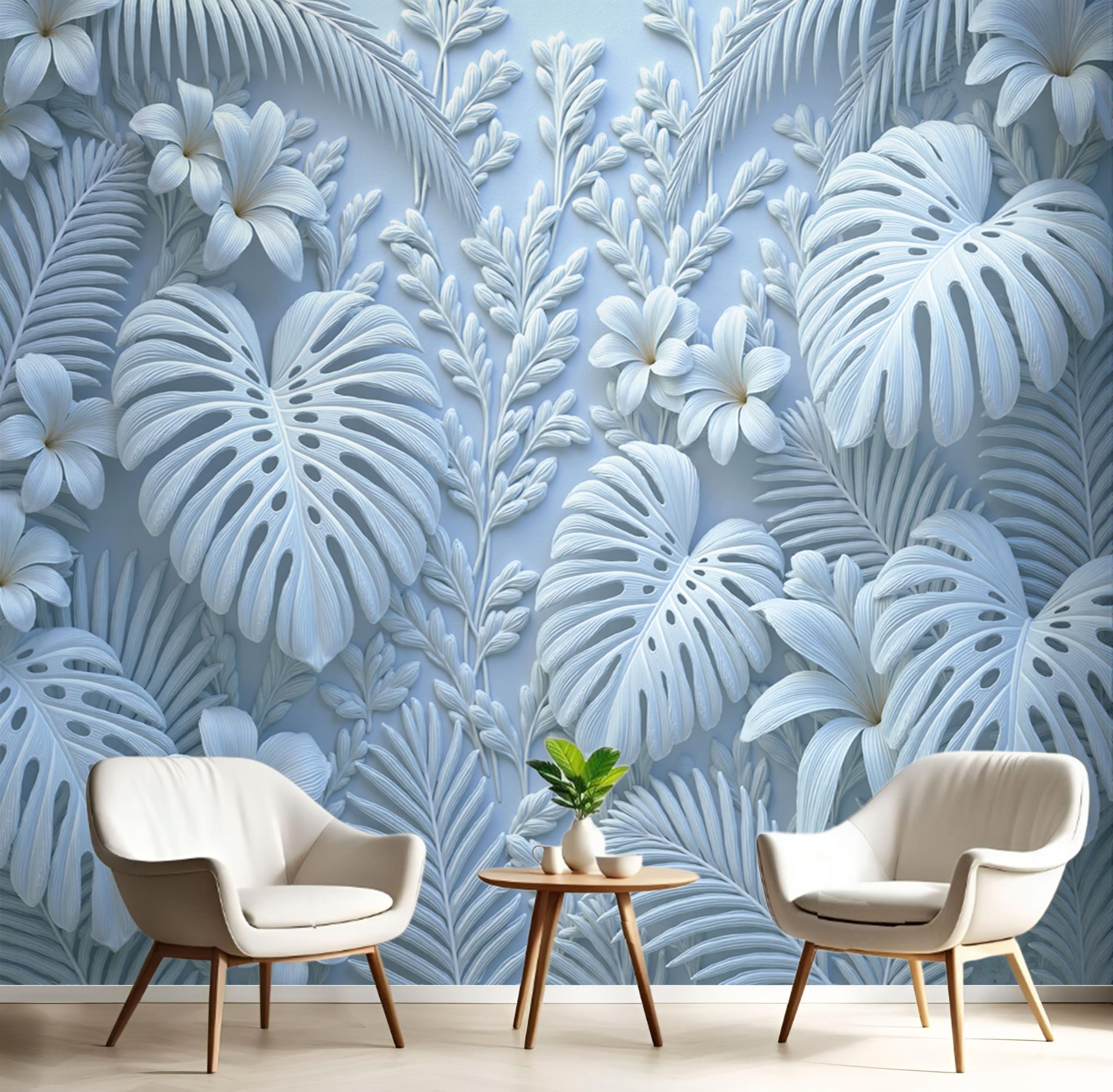 Papier Peint Relief Jungle Tropicale 3D pour un salon nordique et apaisant